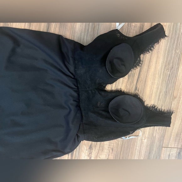 Sherri Hill Black Lace Corset Back Evening Deep V Gown Size 14 - Picture 12 of 15